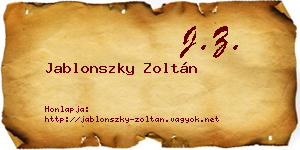 Jablonszky Zoltán névjegykártya
